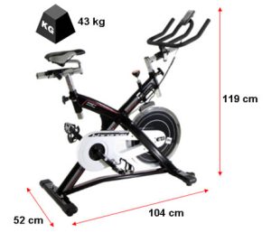 ¿Cuáles son las dimensiones y el peso de la bicicleta de spinning BH Fitness Khronos?